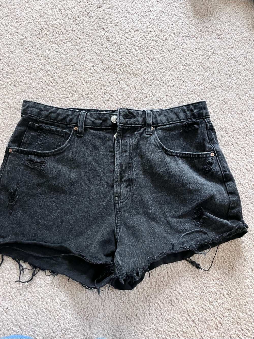 wild fable Black Distressed High-Rise Denim Shorts